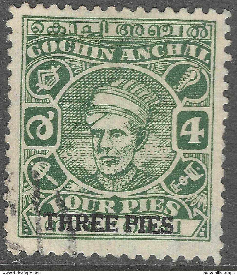 Cochin(India). 1943 Surcharges. 3p On 4p Used.  SG 94 - Cochin