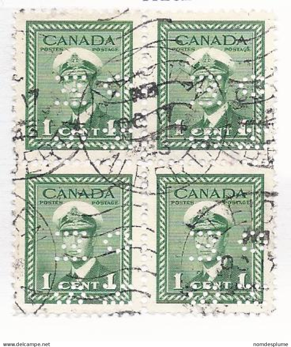 18800) Canada 1942 OHMS Block - Perforés