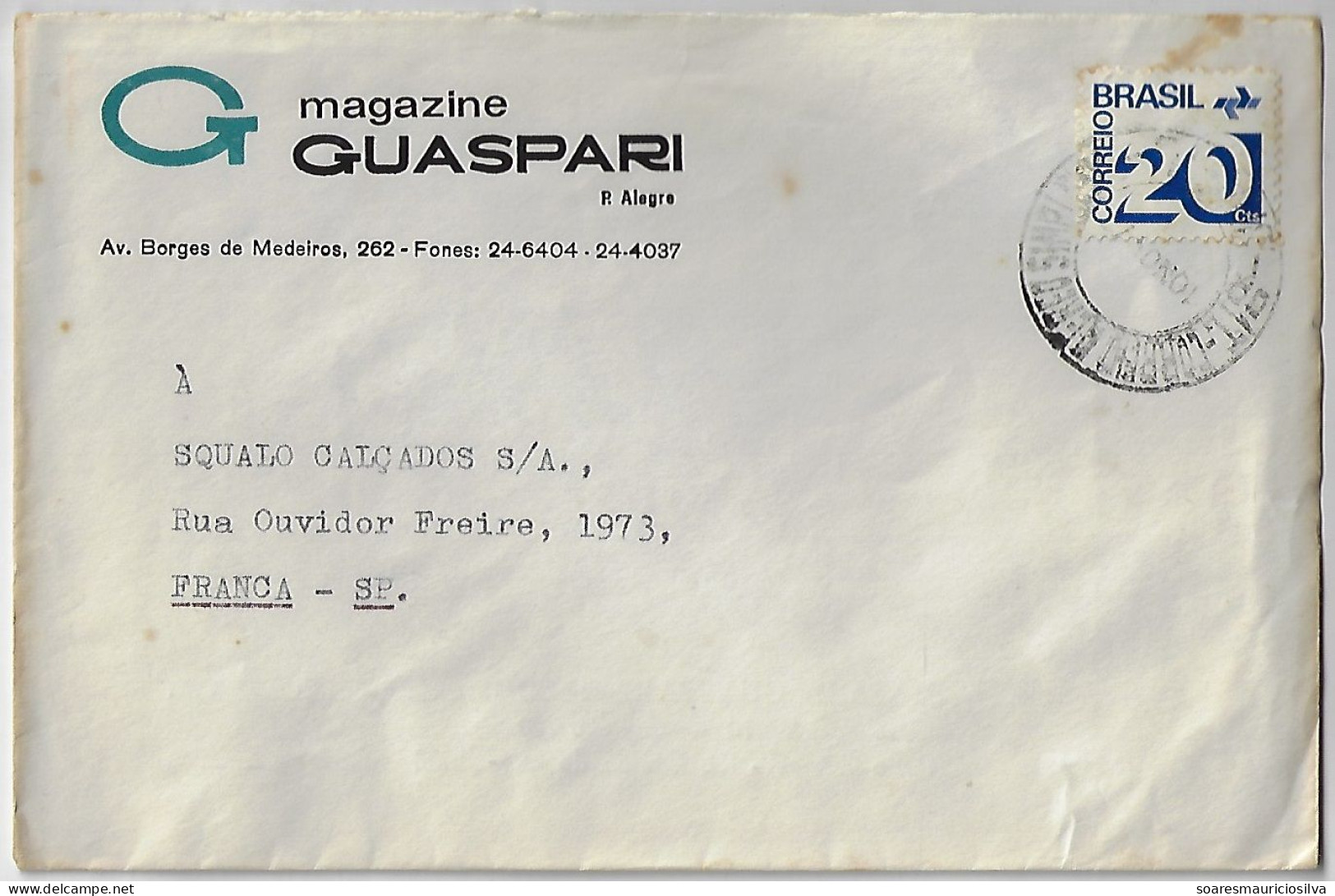 Brazil 1970s Magazine Guaspari commercial Cover Sent From Porto Alegre To São Paulo Definitive Stamp 20 Cents - Briefe U. Dokumente