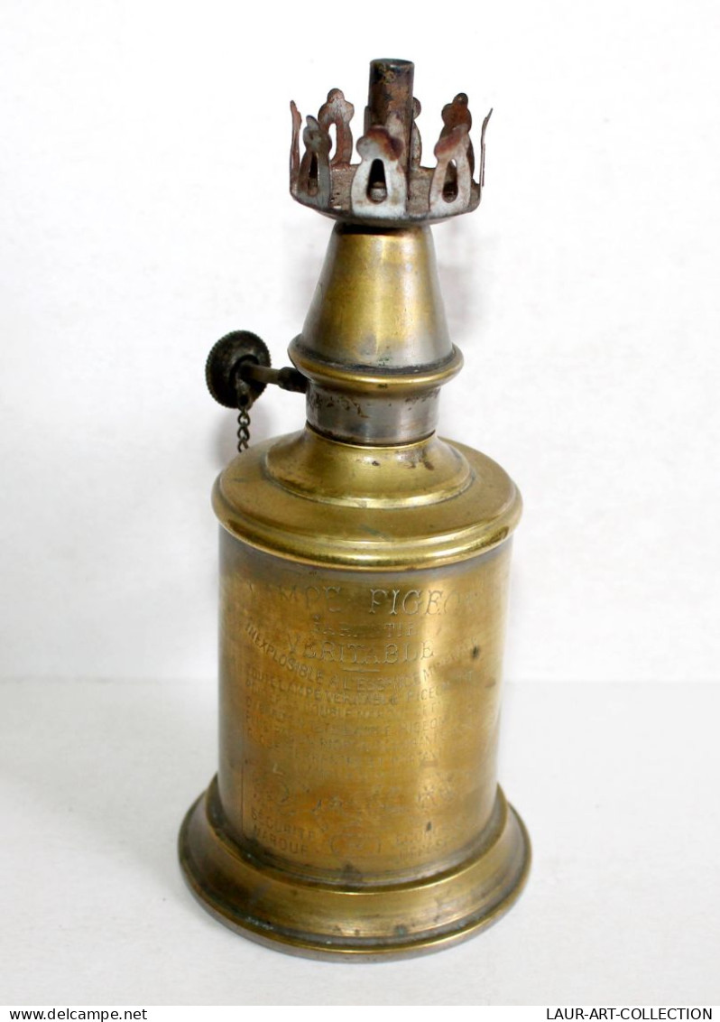 ANCIEN LAMPE PETROLE PIGEON GARANTIE VERITABLE, MEDAILLE ARGENT PARIS 1885 ETAIN / ART DECORATIF (0507.6) - Etains