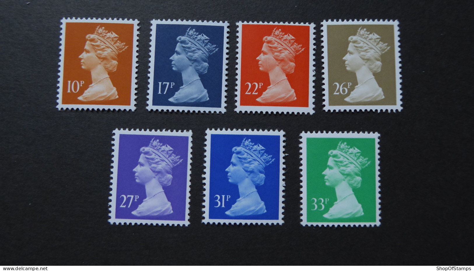 GREAT BRITAIN SG 10/17/22/26/27/31/33p  Definitives SET MINT - Maschinenstempel (EMA)