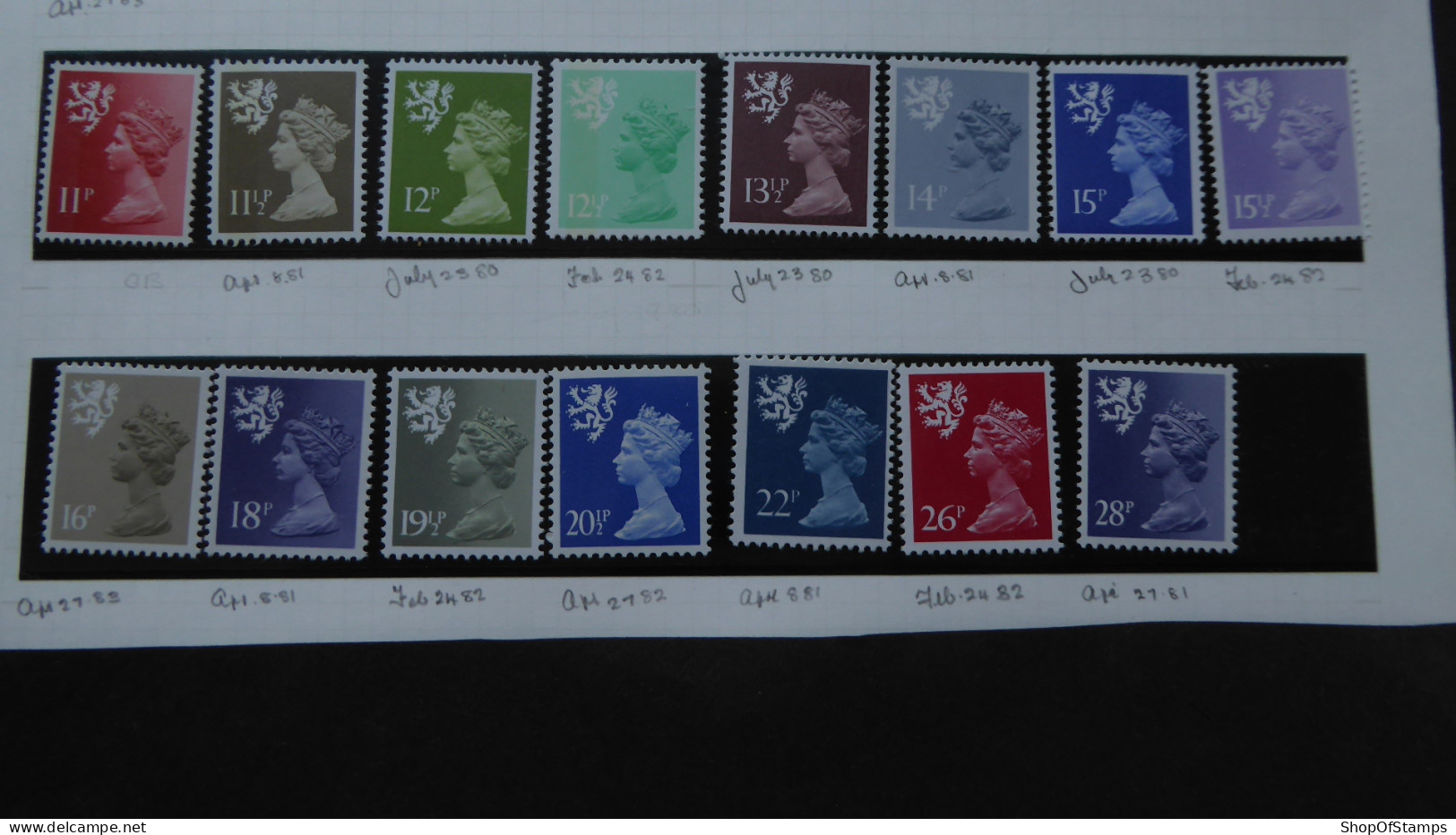 GREAT BRITAIN SG S32/75 [SCOTLAND] 15 Stamps MINT - Franking Machines (EMA)