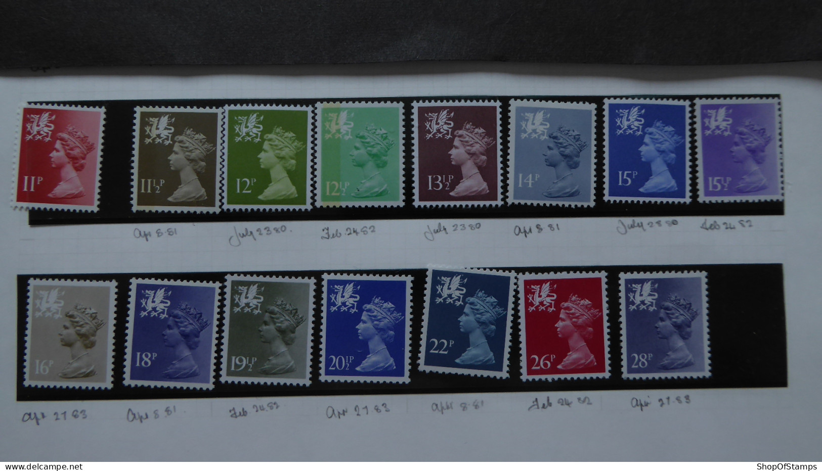 GREAT BRITAIN SG W31/64 [WALES] 15 Stamps MINT - Maschinenstempel (EMA)