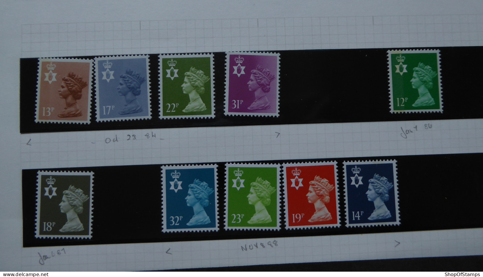GREAT BRITAIN SG NI37/65 [N IRELAND] 10 Stamps Mint - Frankeermachines (EMA)