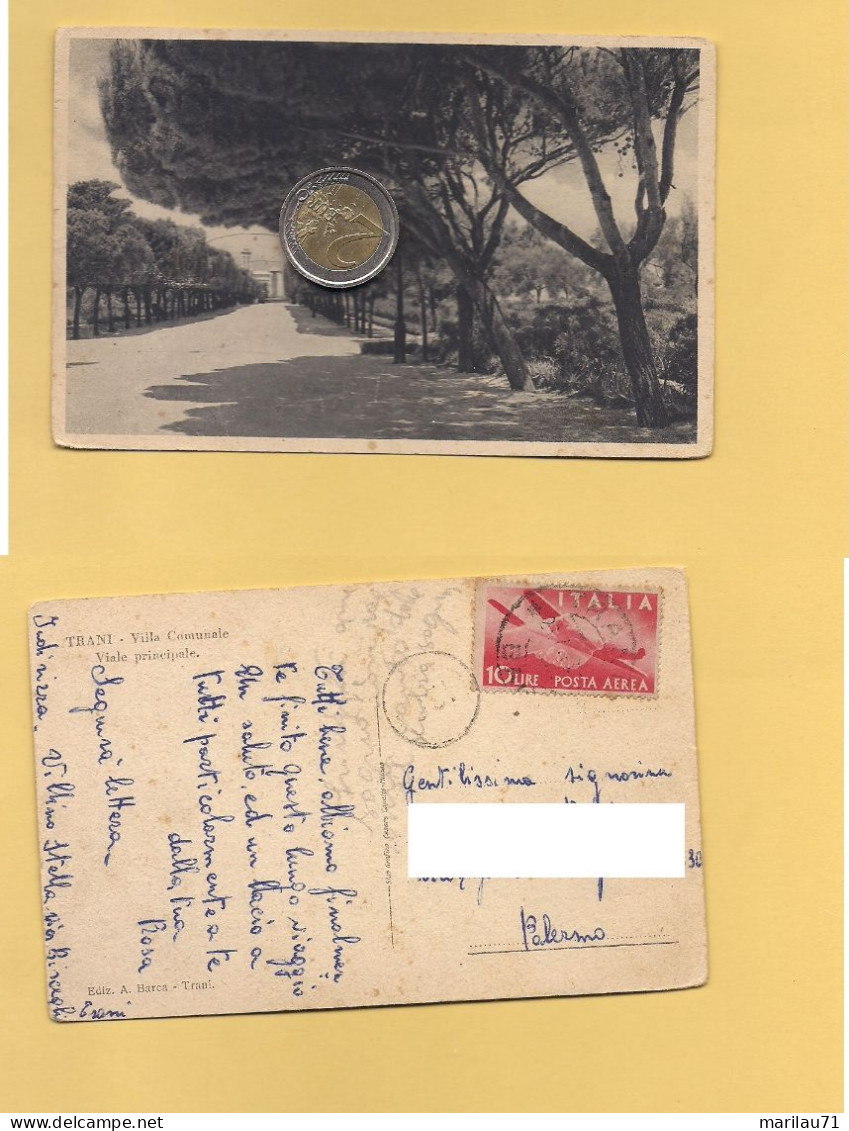 P3022 Puglia TRANI 1948 Viaggiata POSTA AEREA £10 ISOLATO - Trani