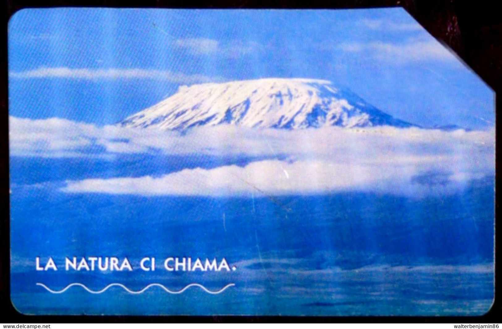 G 1596 98 A C&C 3678 SCHEDA TELEFONICA USATA LA NATURA CI CHIAMA KILIMANJARO VARIANTE OCR CORTO 18/19 MM - Errori & Varietà