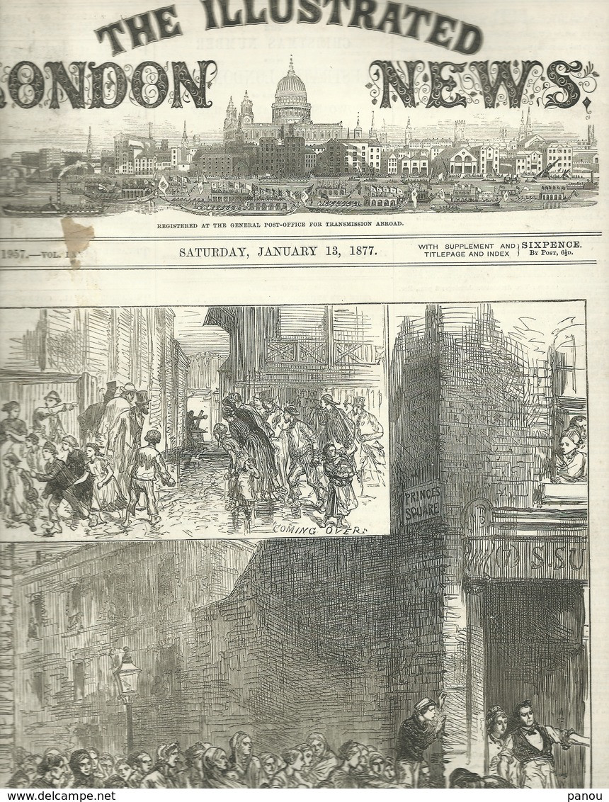 THE ILLUSTRATED LONDON NEWS N.1957 JANUARY 13, 1877. ENGRAVINGS CONSTANTINOPLE TURKEY THAMES LINCOLN PANTOMIMES - Otros & Sin Clasificación