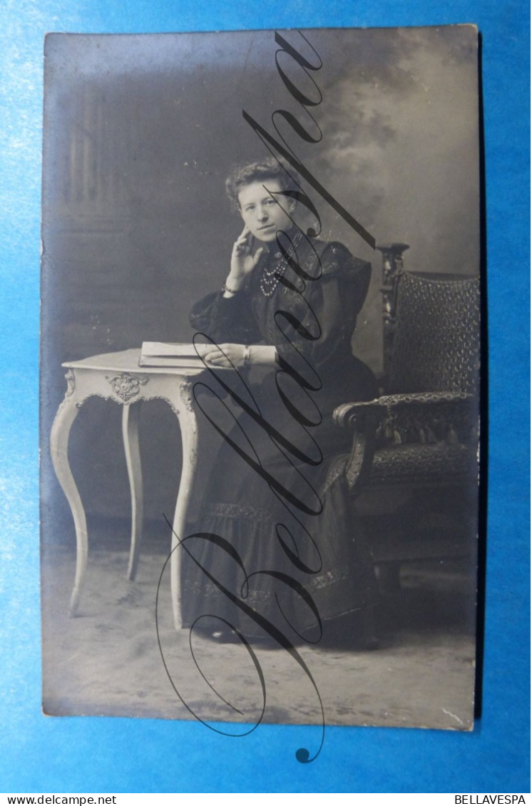 Carte Photo Studio  Antwerpen 1908 Paula Aan Céline Dael - Genealogia