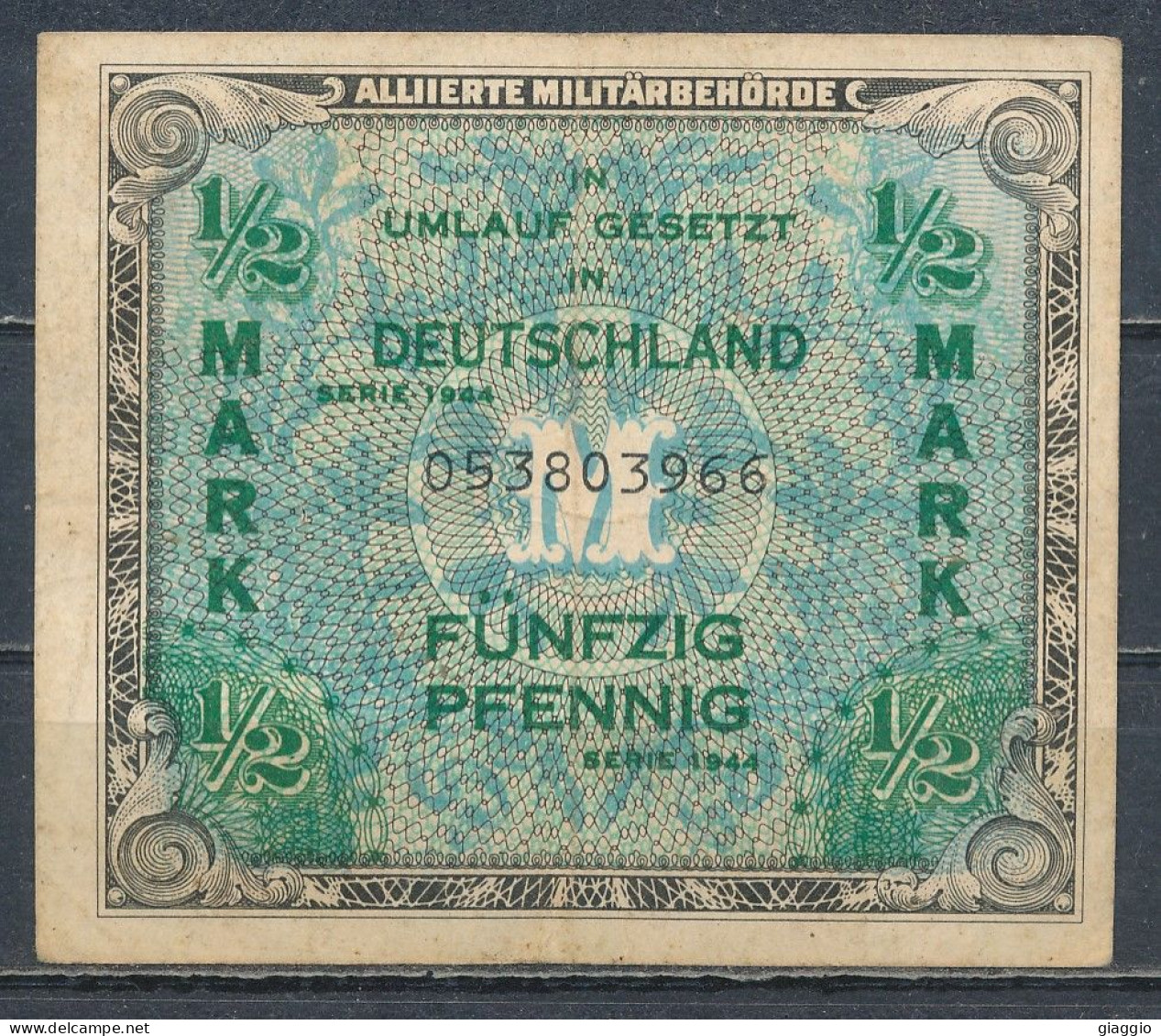 °°° GERMANY 1/2 MARK 1944 MILITARBEHORDE °°° - 1/2 Deutsche Mark