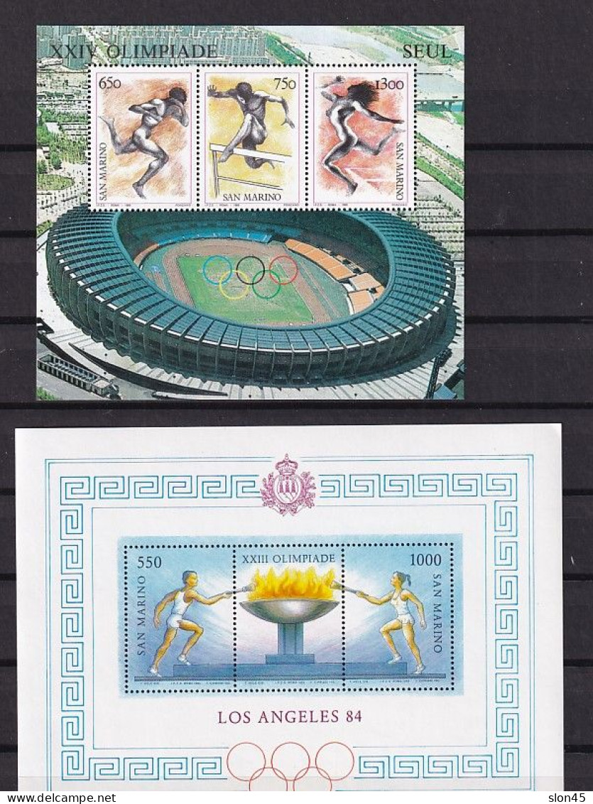 San Marino 1960 And Up 6 Souvenir Sheets Sport Olympic Games MNH 15189 - Collections, Lots & Series