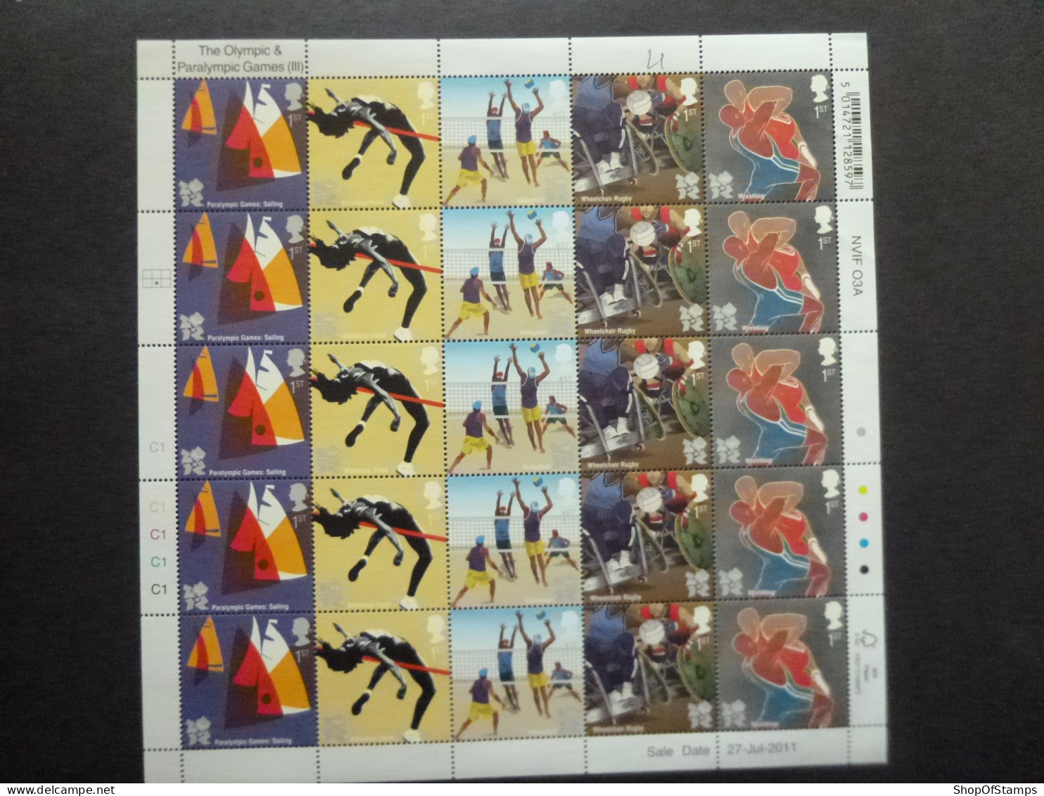 GREAT BRITAIN SG 3187+ 2012 OLYMPIC FULL SHEET OF 25 STAMPS - Hojas & Múltiples