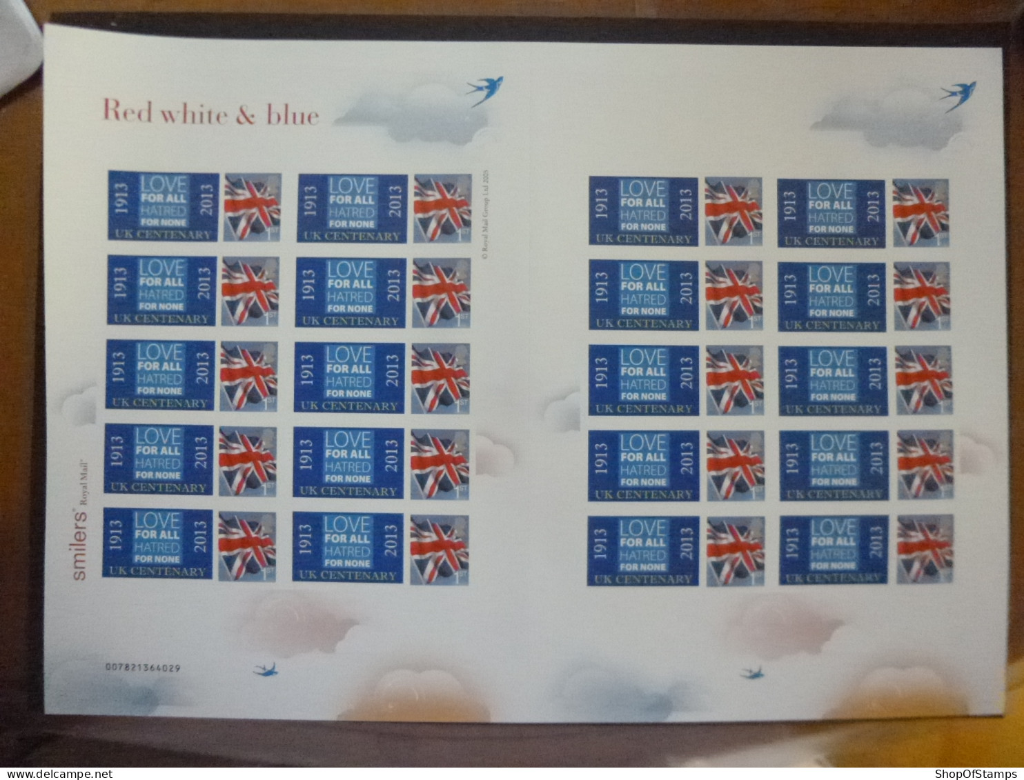 GREAT BRITAIN SG 3187+ 2013 AHMADIYYA CENTENARY SHEET 20 SMILY STAMPS - Sheets, Plate Blocks & Multiples