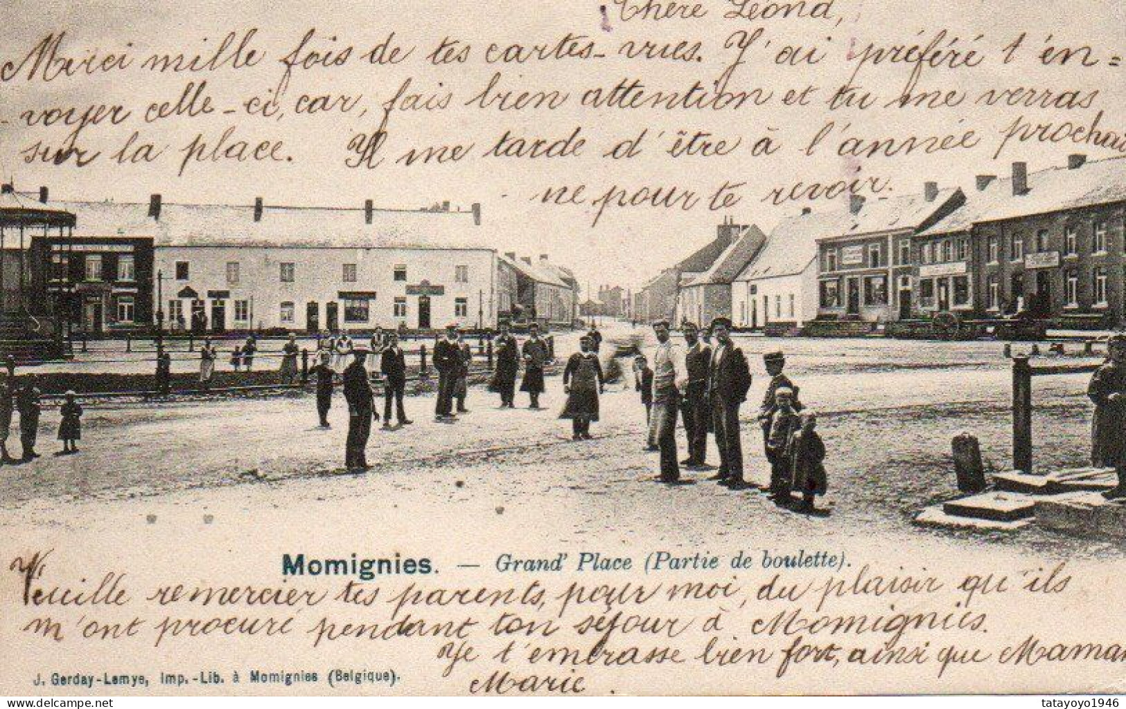 Momignies  Rare Grand Place  (partie De Boulette )animée Voyagé En 1902 - Momignies