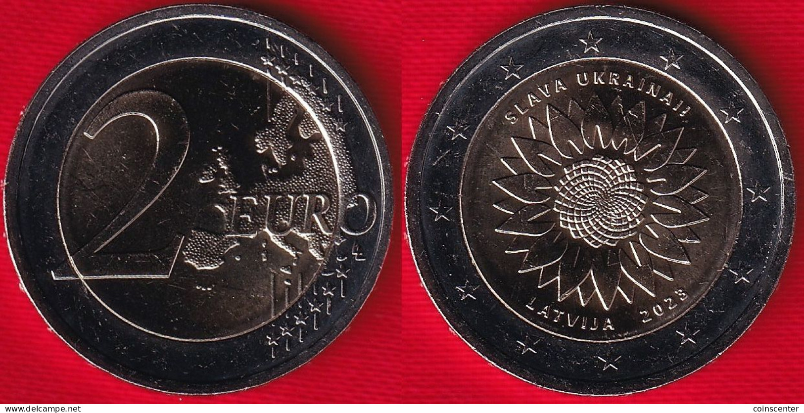 Latvia 2 Euro 2023 "Ukraine Sunflower" BiMetallic UNC - Lettland