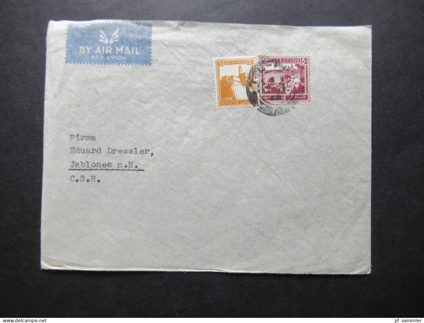 Paästina / Palestine Um 1930 By Air Mail / Luftpost In Die CSR Stempel Tel Aviv Umschlag H. Schrenzel Orient Agency - Palestina