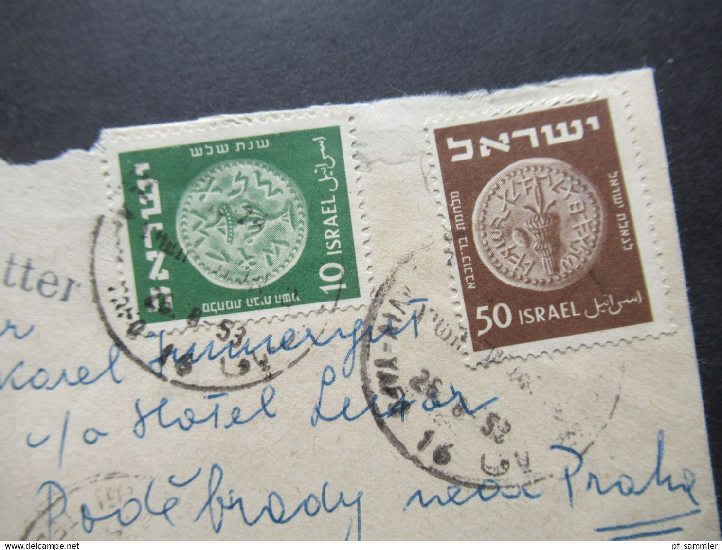 Israel 1953 By Air Mail / Luftpost In Die CSR Stempel L1 Printed Matter / Kleiner Umschlag - Storia Postale