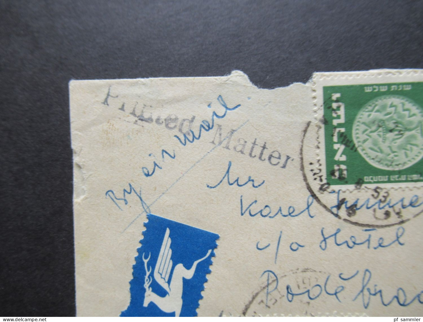 Israel 1953 By Air Mail / Luftpost In Die CSR Stempel L1 Printed Matter / Kleiner Umschlag - Covers & Documents