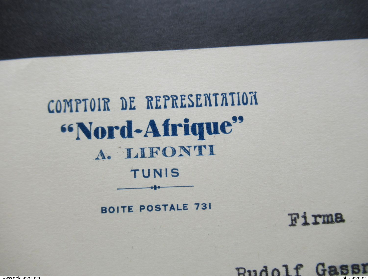 Frankreich Kolonie Tunesien Firmen PK Comptoir De Representation Nord Afrique A. Lifonti Tunis Auslands PK Nach Wien - Lettres & Documents