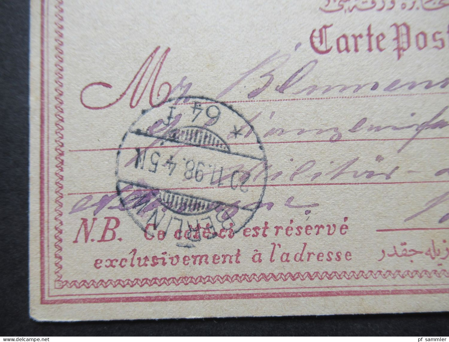 Türkei 1898 Ganzsache Weltpostverein Turquie Stempel Damas / Damaskus Nach Berlin Gesendet Mit Ank. Stempel / Militär - Storia Postale