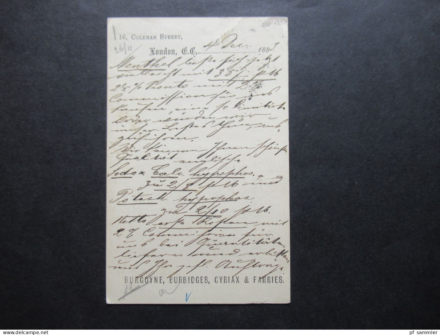 GB 1883 Ganzsache Als Auslands PK Nach Russland St. Petersburg Mit Ank. Stempel / Bedruckte PK London Burgoyne Farries - Other & Unclassified