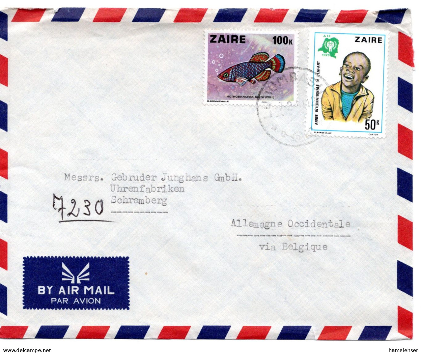 67192 - Zaire - 1981 - 100K Fische MiF A LpBf LUBUMBASHI -> Westdeutschland - Cartas & Documentos