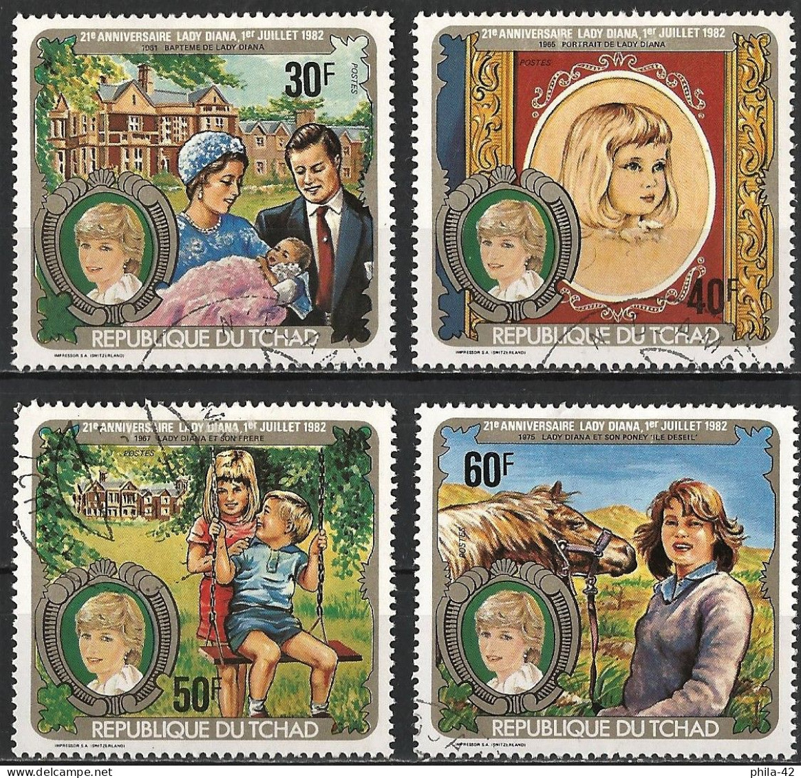 Chad 1982 - Mi 899/902 - YT 388/91 ( Princess Lady Diana ) Complete Set - Tchad (1960-...)