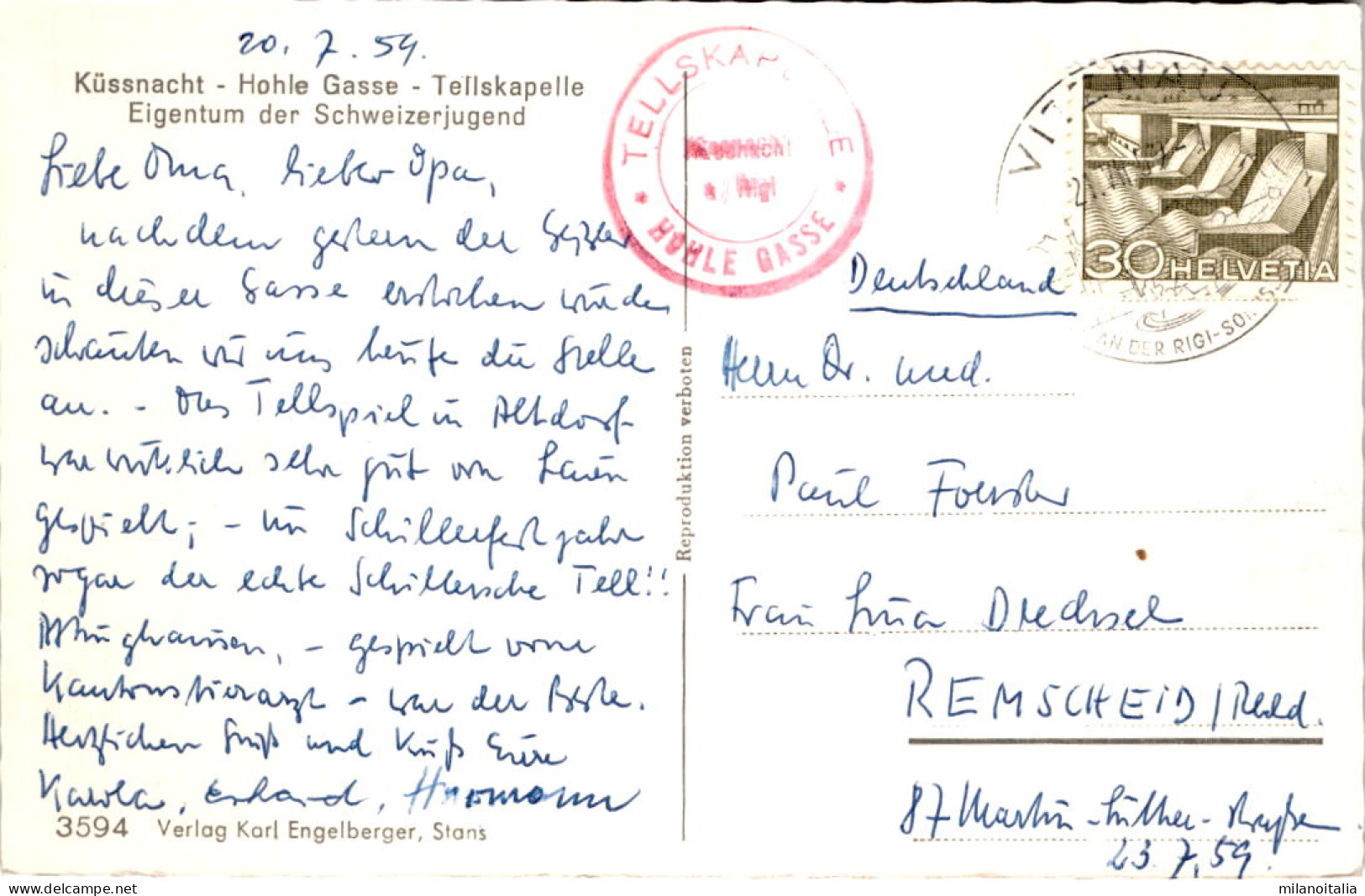 Küssnacht - Hohle Gasse - Tellskapelle (3594) * 21. 7. 1959 - Küssnacht