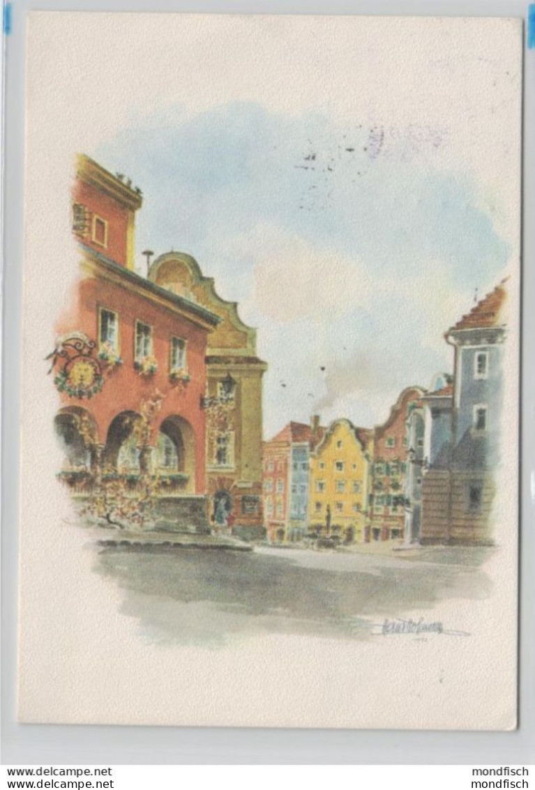 Schärding - Blick Vom Oberen Zum Unteren Stadtplatz - Aquarell Hoffmann 1975 - Schärding