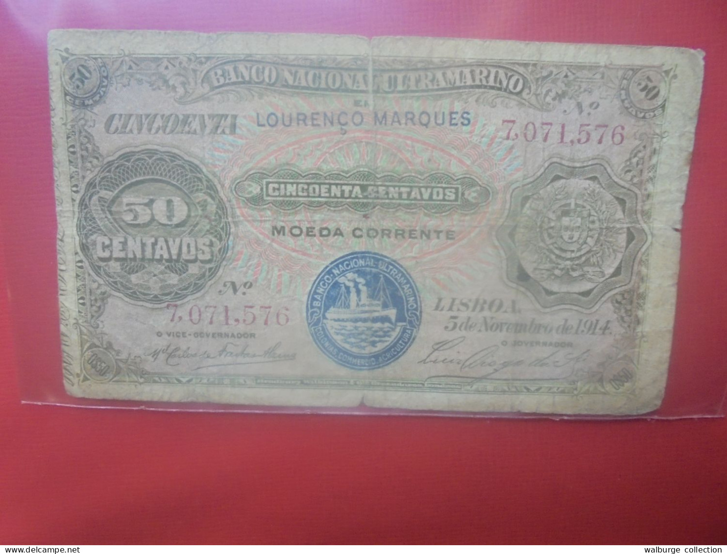 MOZAMBIQUE 50 Centavos 1914 Circuler (B.29) - Mozambique