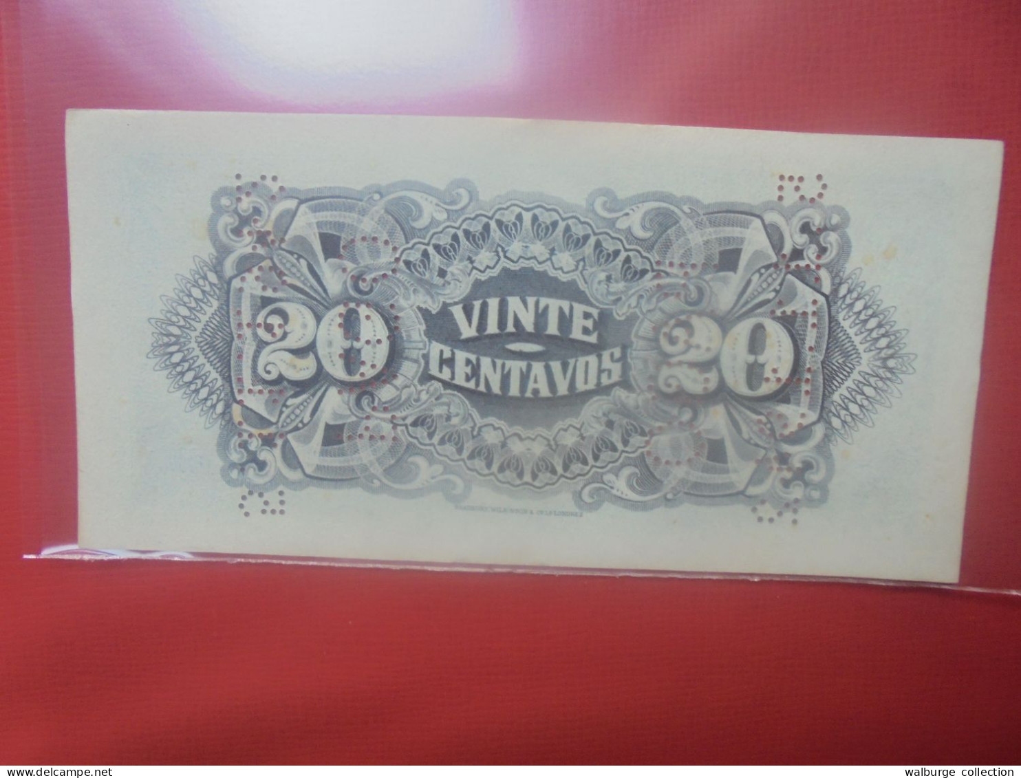 MOZAMBIQUE 20 Centavos Perforé "PAGO 5-11-1942" Circuler (B.29) - Mozambique