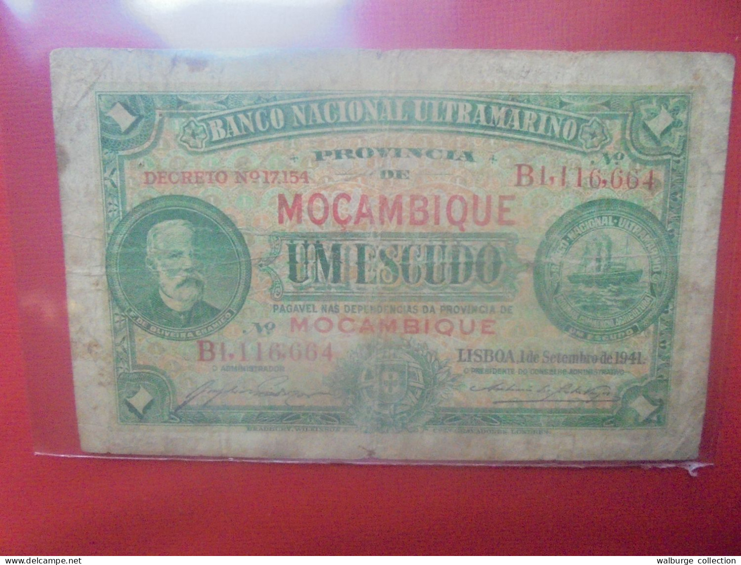 MOZAMBIQUE 1 ESCUDO 1941 Circuler (B.29) - Mozambique