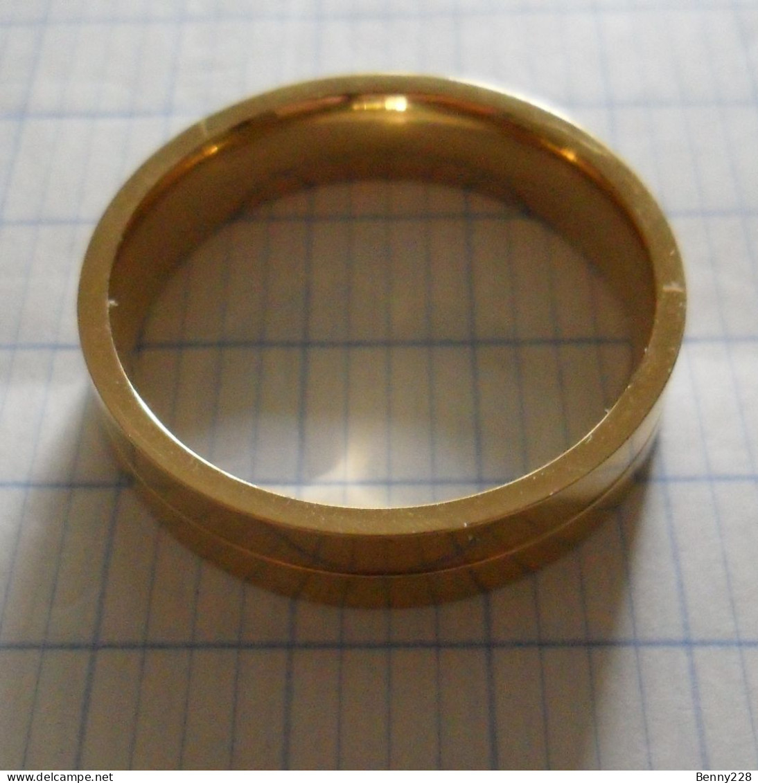 VINTAGE - Bague Pour Homme EN ACIER INOXYDABLE DORÉ POLI - 6 MM - Ring