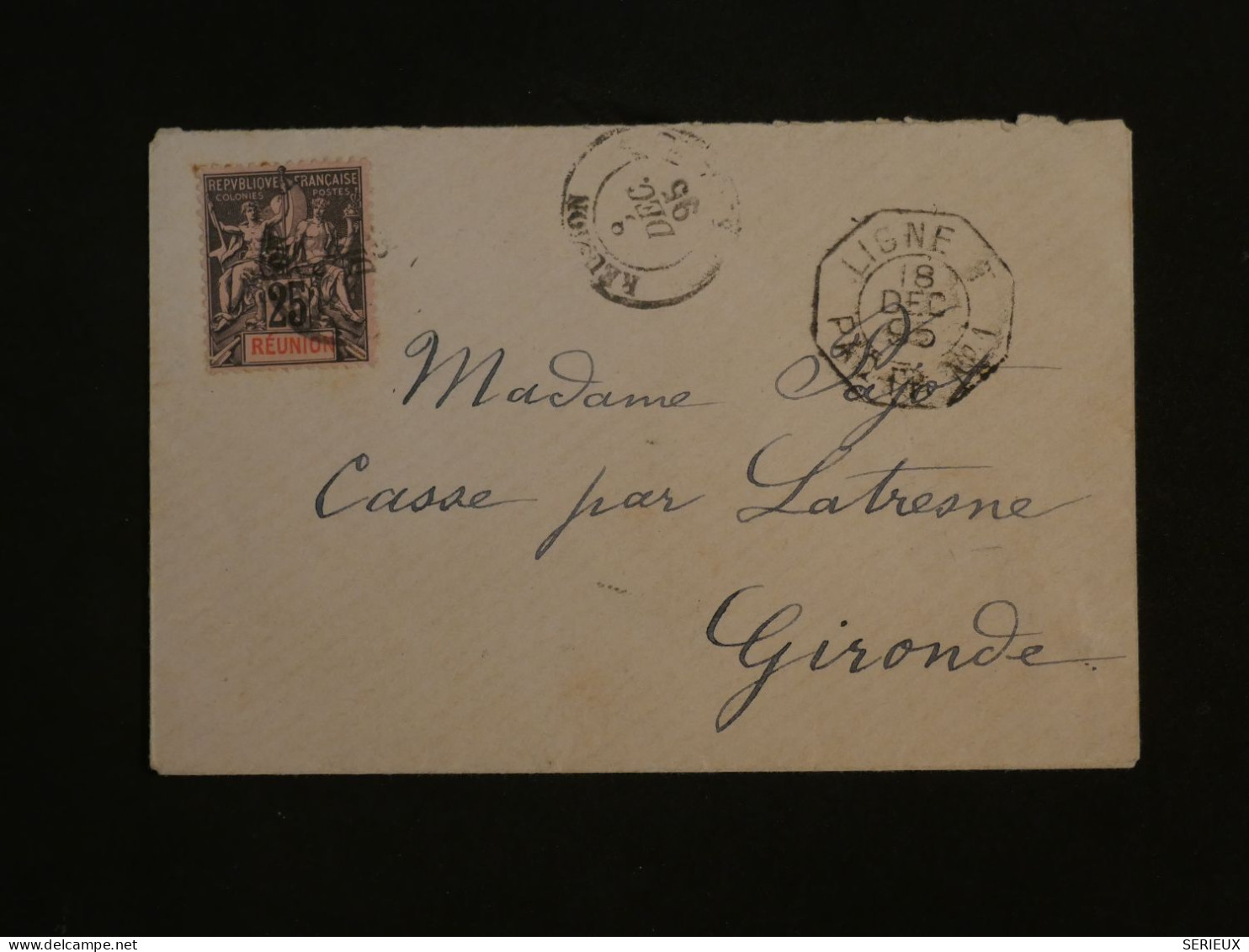 BU8  ILE DE LA REUNION  BELLE LETTRE RR 1895 PAQUEBOT MARSEILLE A  CASSE FRANCE +25C  +AFF. INTERESSANT++ - Briefe U. Dokumente