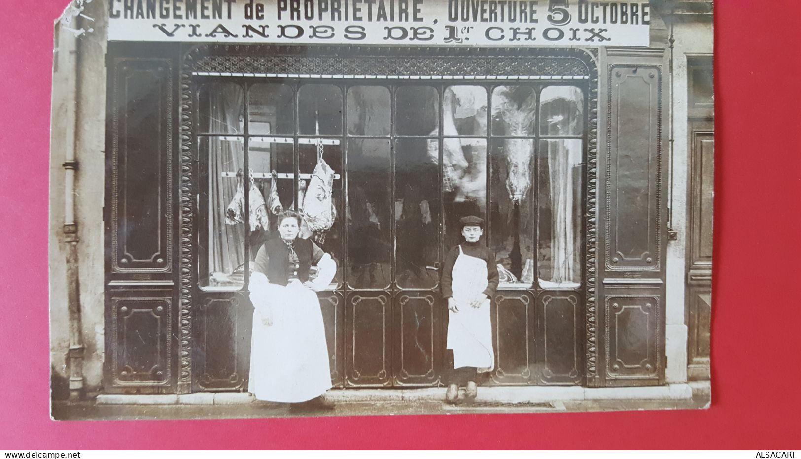 Carte Photo Boucherie , Viandes De Premier Choix - Marchands