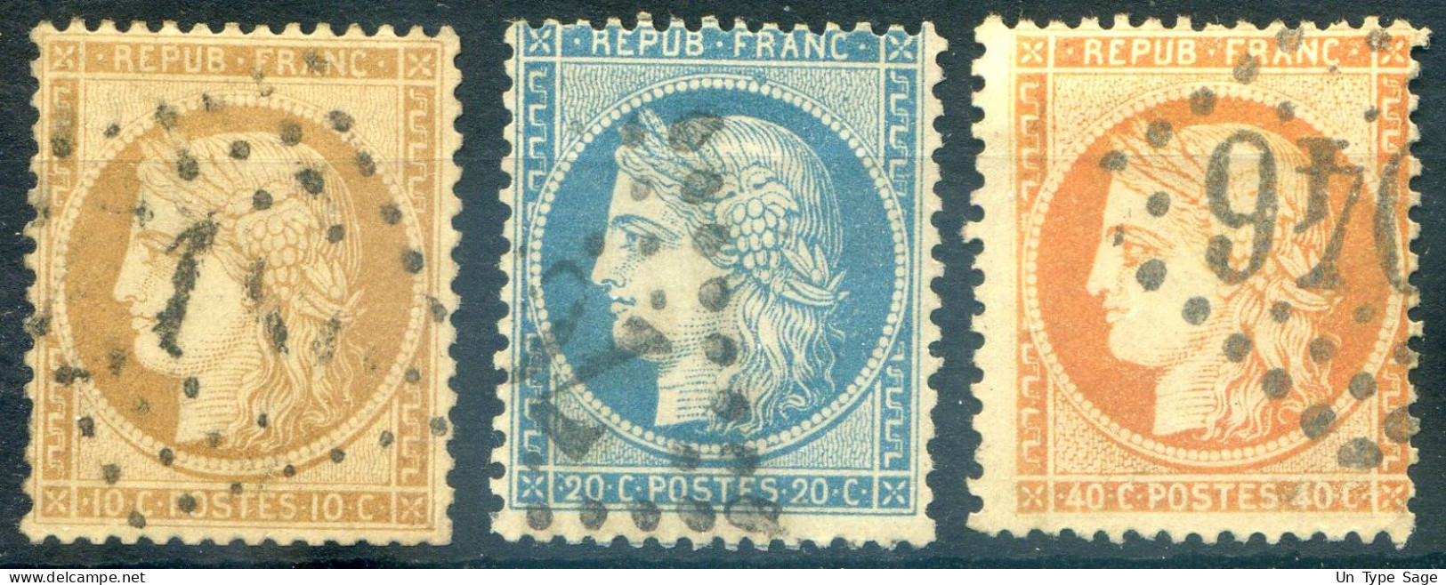 France N°36, 37 Et 38 Oblitéré - Cote 137€ - (F165) - 1870 Siège De Paris