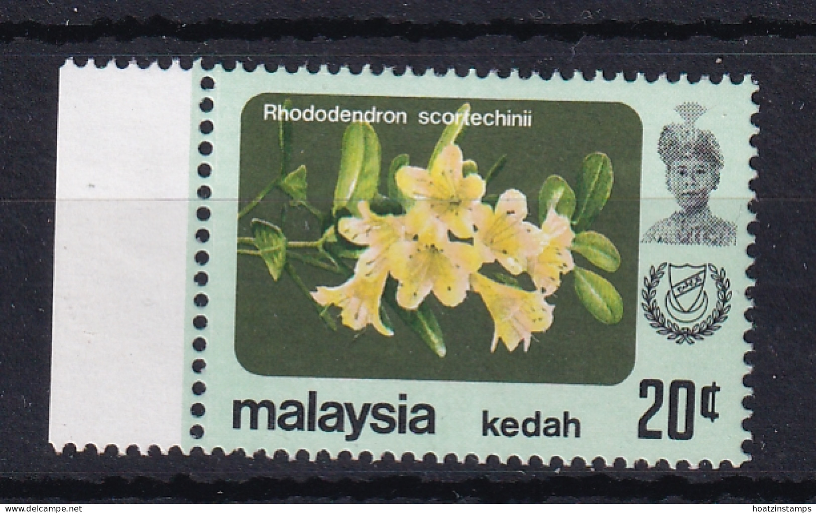 Malaya - Kedah: 1983/85   Flowers   SG150a    20c  [bronze Green Background]   [No Wmk]   MH - Kedah