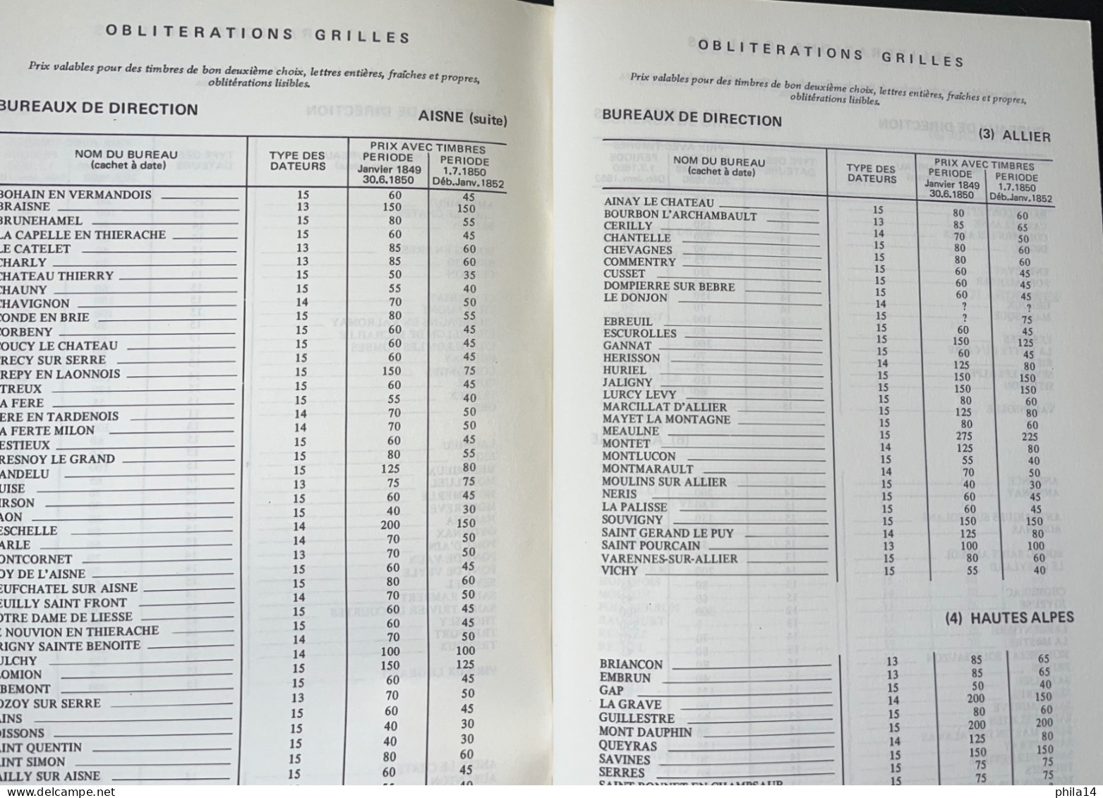 POTHION / CATALOGUE DES OBLITERATIONS GRILLES DES BUREAUX DE PROVINCE & DES CURSIVES AVEC TIMBRES / 1969 - Frankrijk