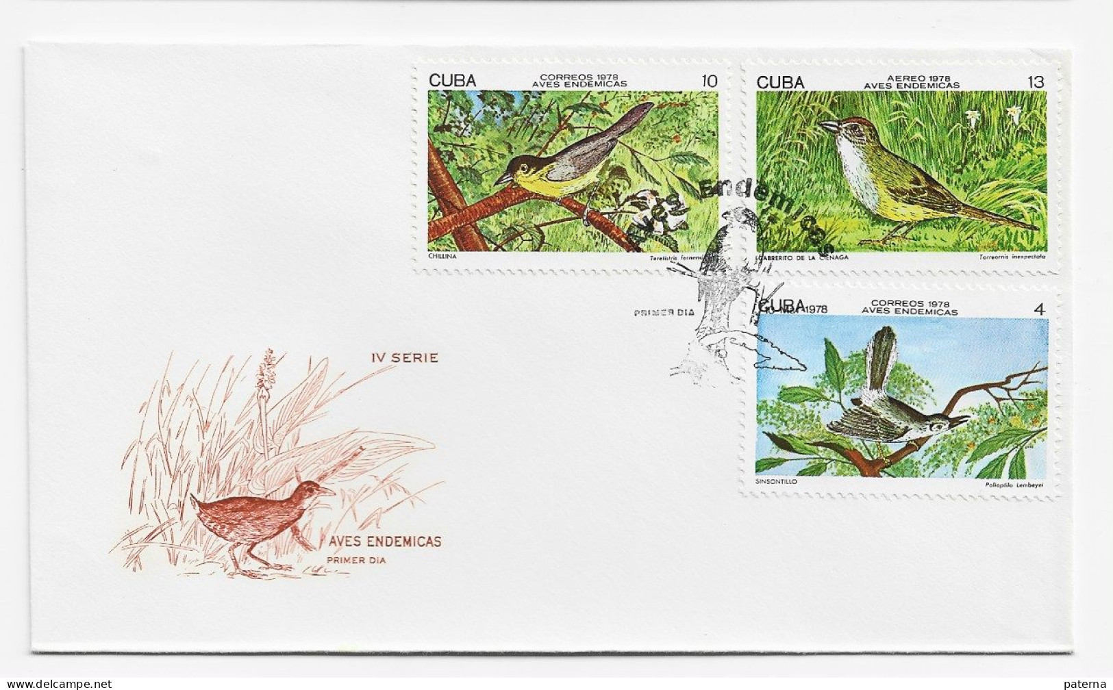 3782   FDC Habana 1978,   Serie IV , Aves Endémicas,  Pájaros, - Covers & Documents