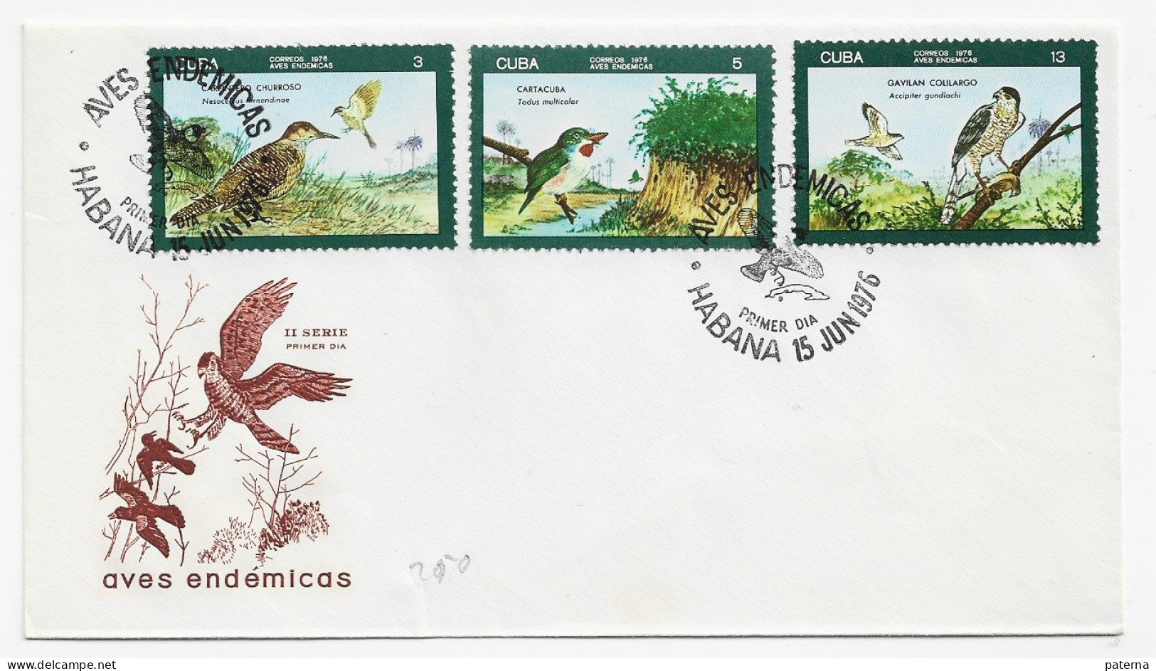 3782   FDC Habana 1976,   Serie II , Aves Endémicas,  Pájaros, - Storia Postale