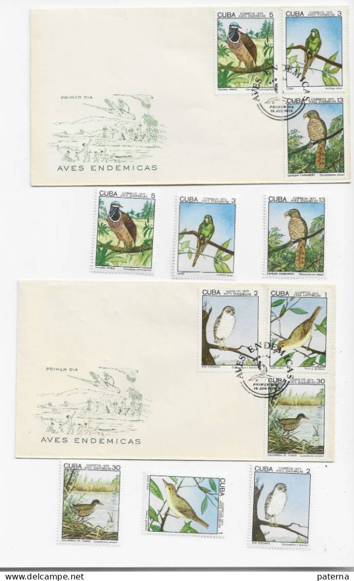 3782  Lote De 2 FDC Habana 1975  +  Sellos Serie Completa,  Aves Endémicas,  Pájaros, - Cartas & Documentos