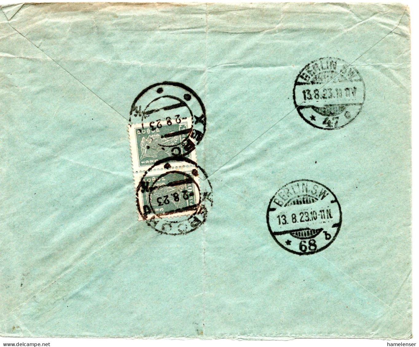 67221 - Russland / UdSSR - 1923 - 2@10Rbl A R-Bf KHERSON -> BERLIN (Deutschland) - Storia Postale