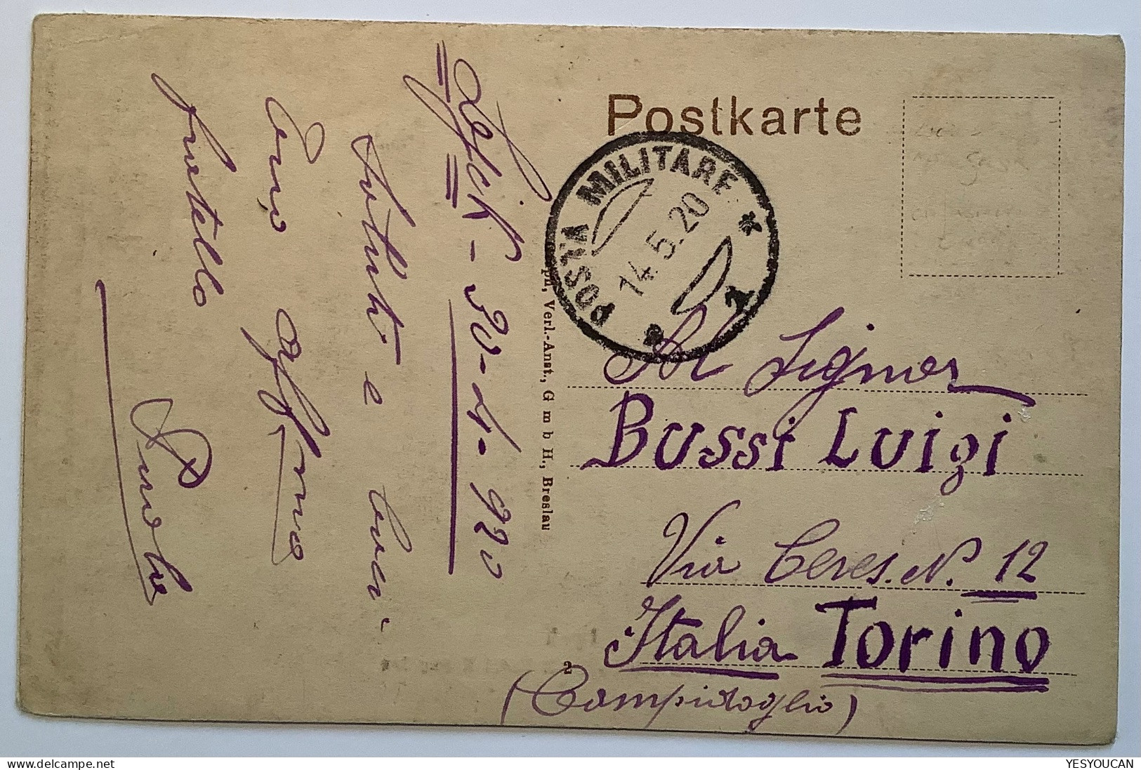 ITALIA POSTA MILITARE LYCK 1920 ALLENSTEIN OLSZTYN PLEBISCITE (Feldpost Field Post Italy Poland Polen Abstimmungsgebiete - Other & Unclassified