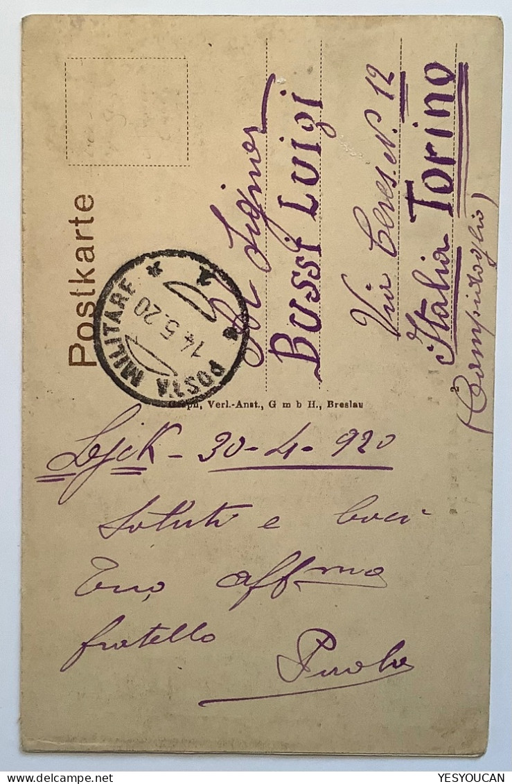 ITALIA POSTA MILITARE LYCK 1920 ALLENSTEIN OLSZTYN PLEBISCITE (Feldpost Field Post Italy Poland Polen Abstimmungsgebiete - Sonstige & Ohne Zuordnung