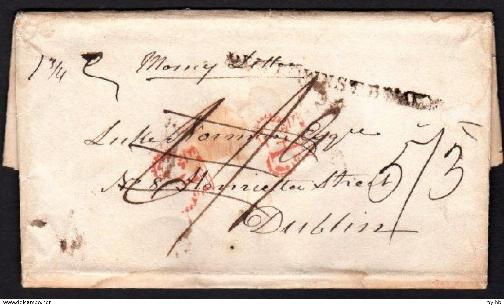 1820 EL Money-Letter To Dublin With Good NEWTOWNSTEWART/94 Mileage In Black, Read On ..... - Prephilately