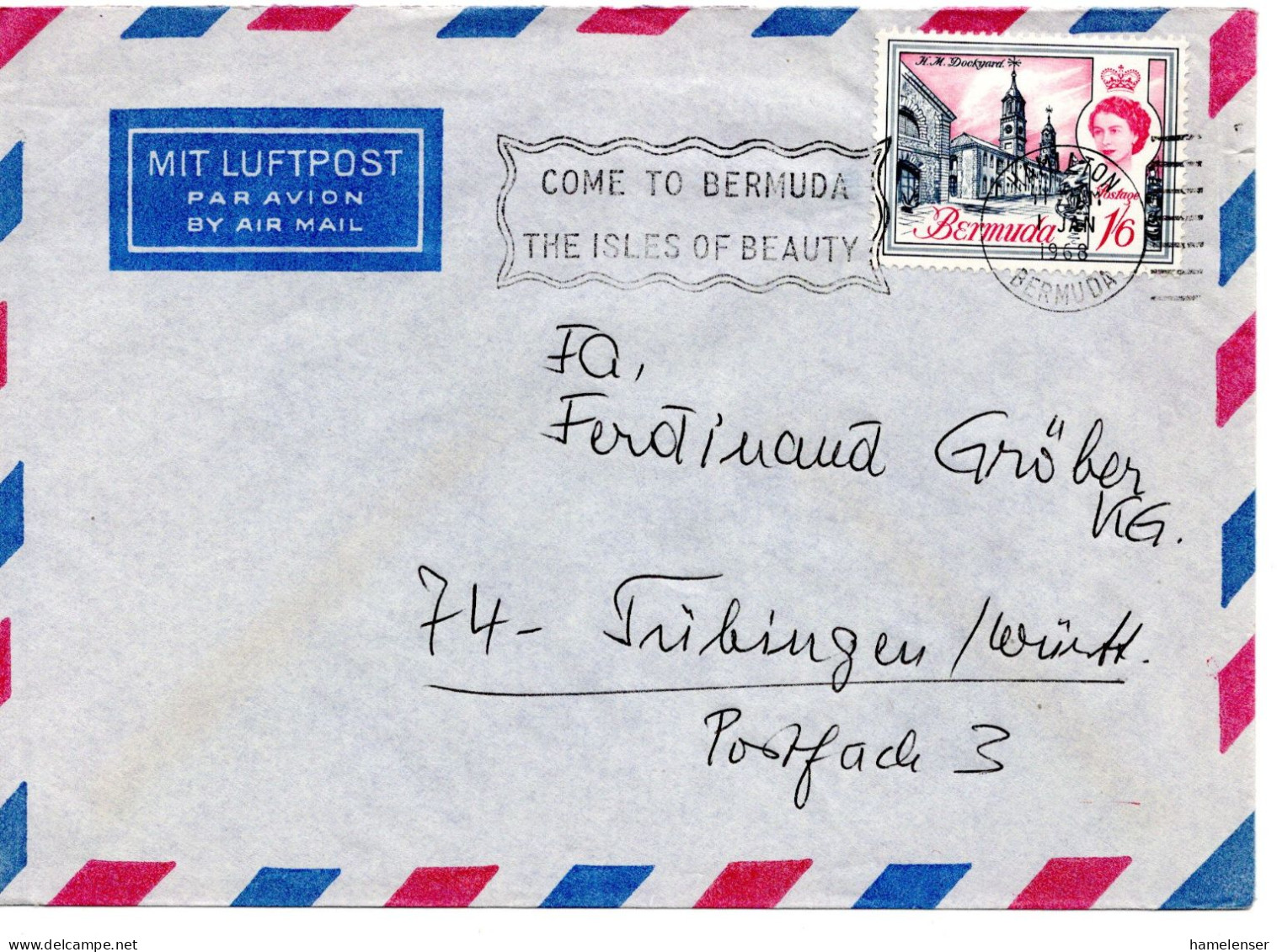 67239 - Bermuda - 1968 - 1'6 QEII EF A LpBf HAMILTON - ... -> Westdeutschland - Bermudas