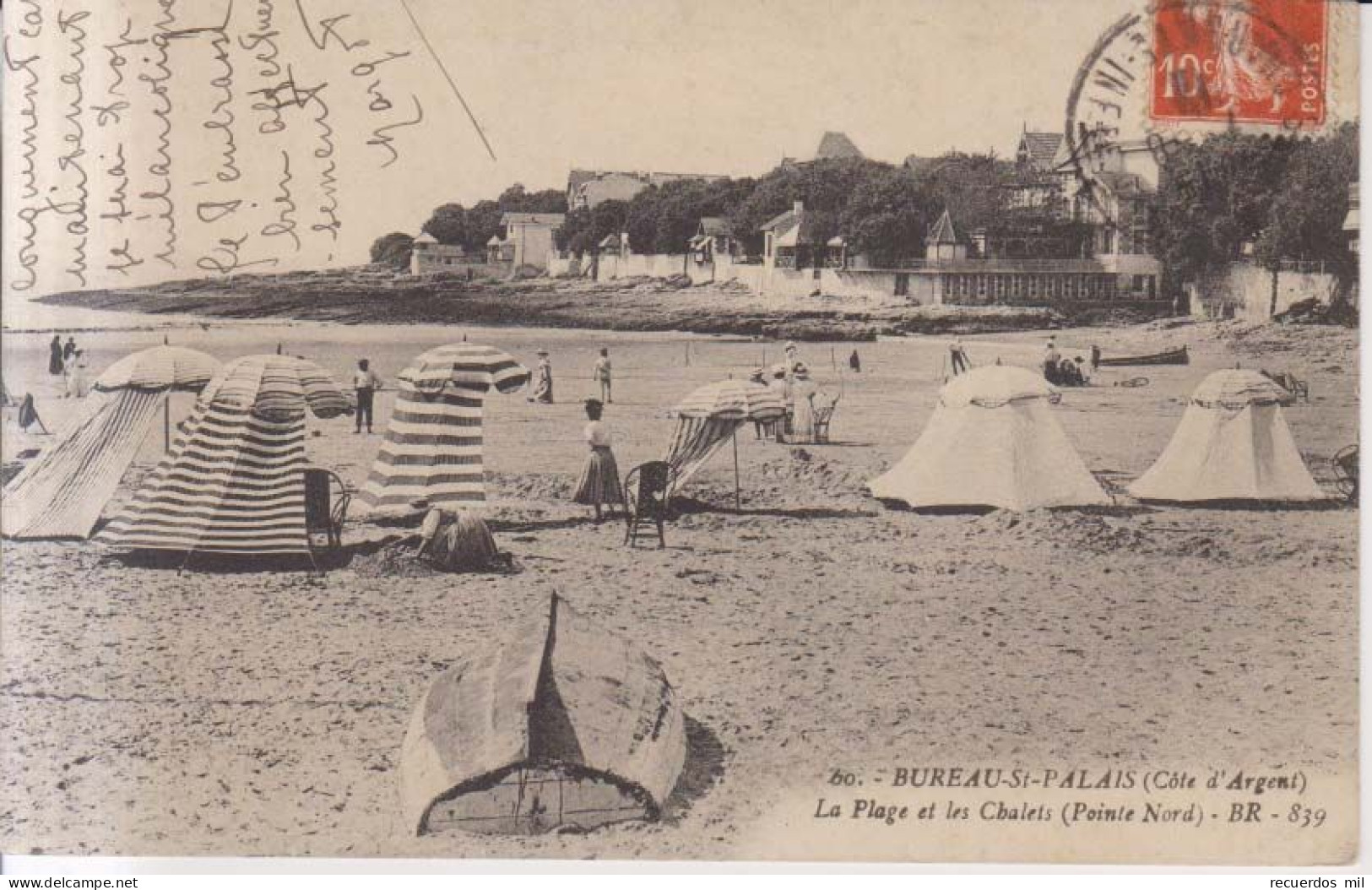 Bureau St Palais La Plage Et Les Chalets Carte Postale Animee  1912 - Saint Palais
