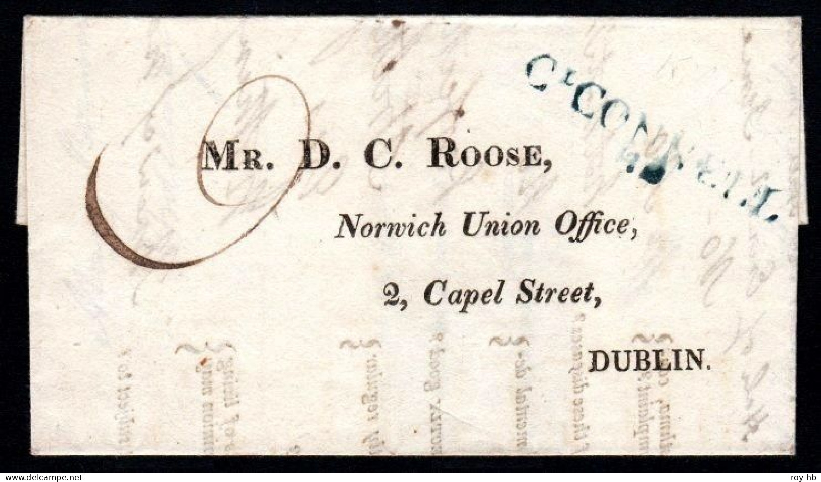 1819 Entire To Dublin With A Neat And Clear Strike Of The Rare Abbreviated CLCONNELL / 88 (Co. Limerick) Mileage In Blue - Prephilately