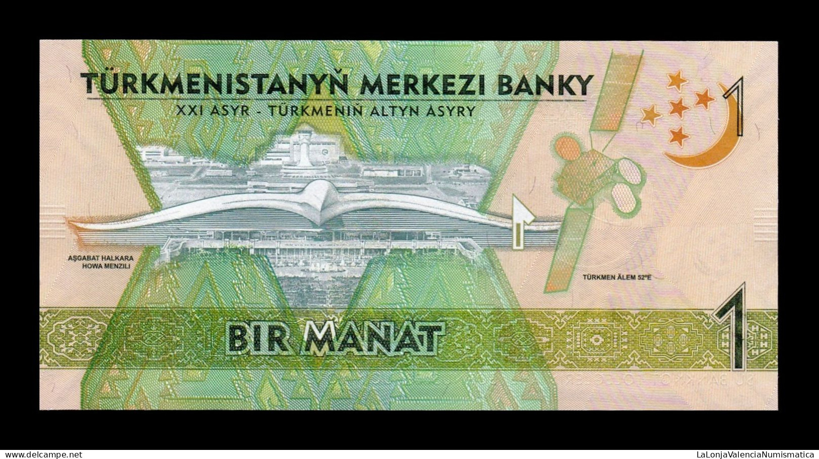 Turkmenistán 1 Manat Commemorative 2017 Pick 36 Capicua Sc Unc - Turkmenistan