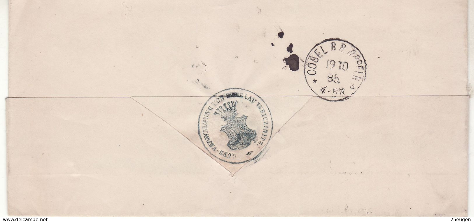 POLAND / GERMAN ANNEXATION 1885  LETTER  SENT FROM  KRZANOWICE TO KOŻLE - Storia Postale