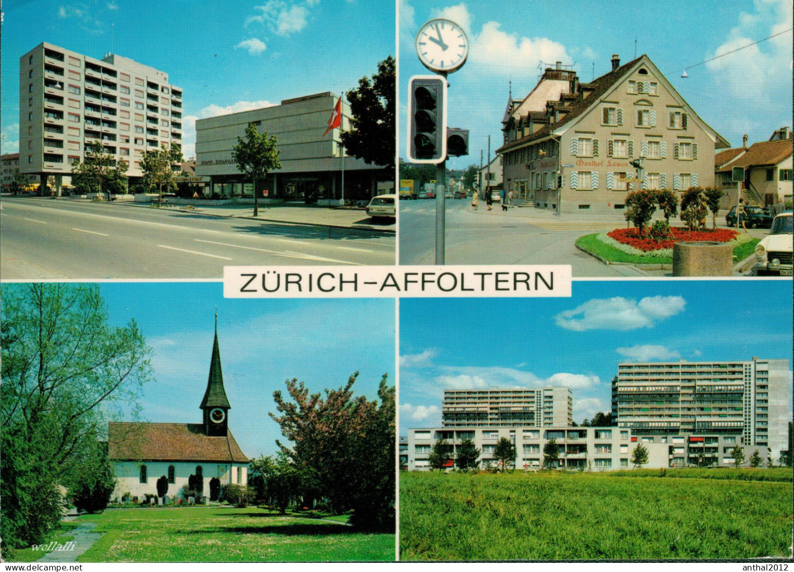 Rar MB-Karte Zürich Affoltern Gasthof Löwen Ampel Uhr PKW Peugeot Hochhäuser 31.8.1978 - Affoltern